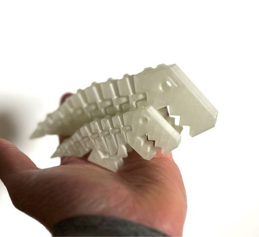 Flexi Rexi Glow in the Dark - TREX Fidget Toy - ADHD Autism Stim Sensory Toy - 3D Printed Articulated TREX toy