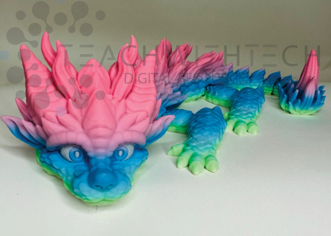 Baby Dragon Articulated Two Color - ADHD Autism Stim Sensory Toy - 3D Printed Articulated Dragon - Cute Dragon Non Crystal