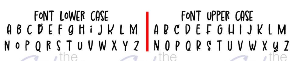 Font reference, upper and lower case