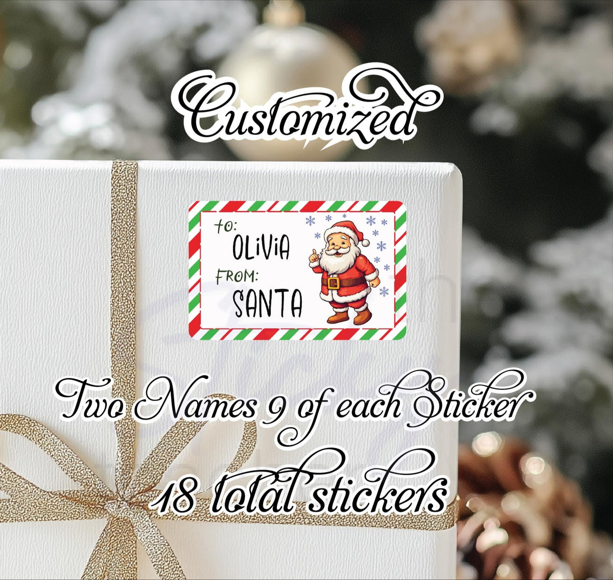 Santa custom label stickers for elementary-age kids