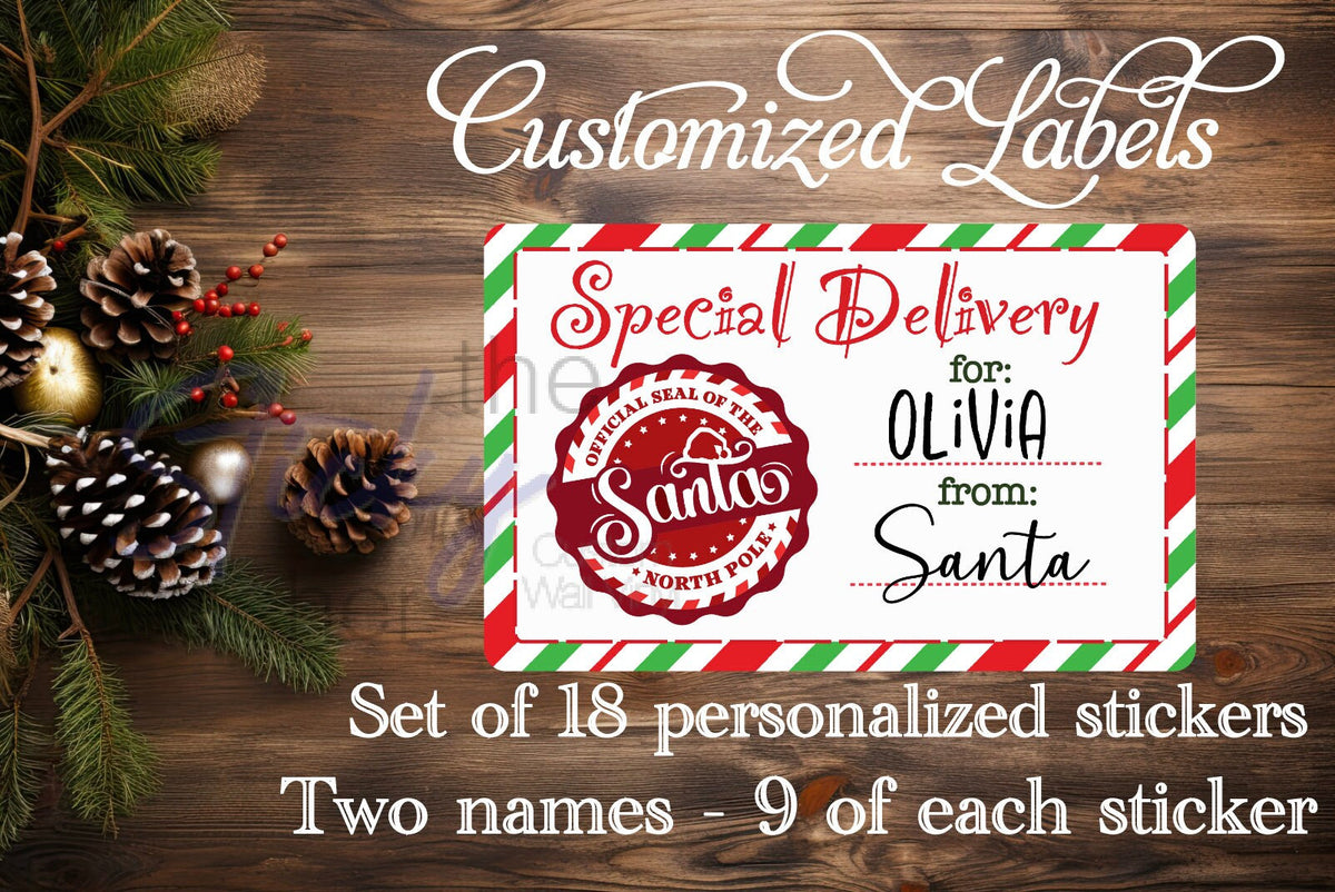 Special Delivery from Santa personalized Christmas gift label stickers