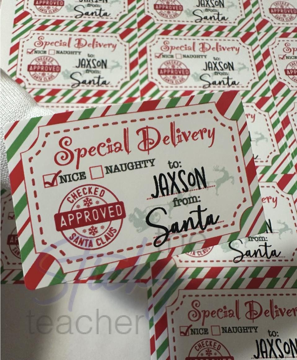 Christmas gift tags with Checked Approved stamp