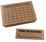 Calendar and Please Sign and Return Stamp