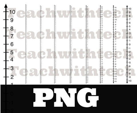 Integer Number Line Download PNG - Vertical Transparent PNG Files - 9 Different Number Lines Download -50 - 50 to -10 to 10 Number Lines