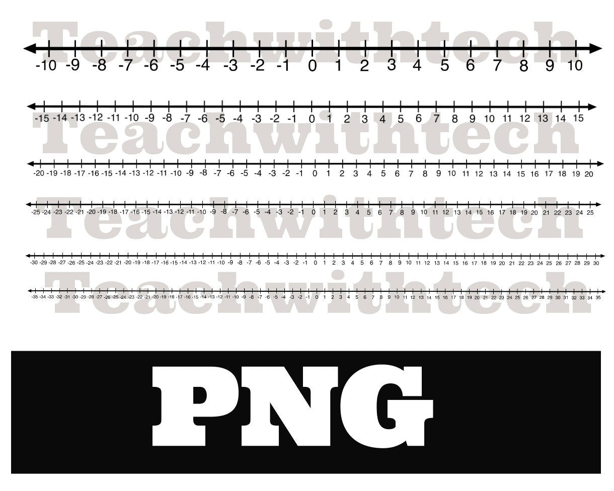 Integer Number Line Download PNG - Horizontal Transparent PNG Files - 9 Different Number Lines Download -50 - 50 to -10 to 10 Number Lines