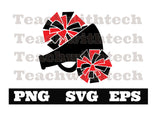Cheer SVG -Megaphone Pom Poms SVG-  Cheerleader SVG - Cheer Clip Art - Svg Files For Cricut - Cheerleader Cut Files - Silhouette Cut Files -
