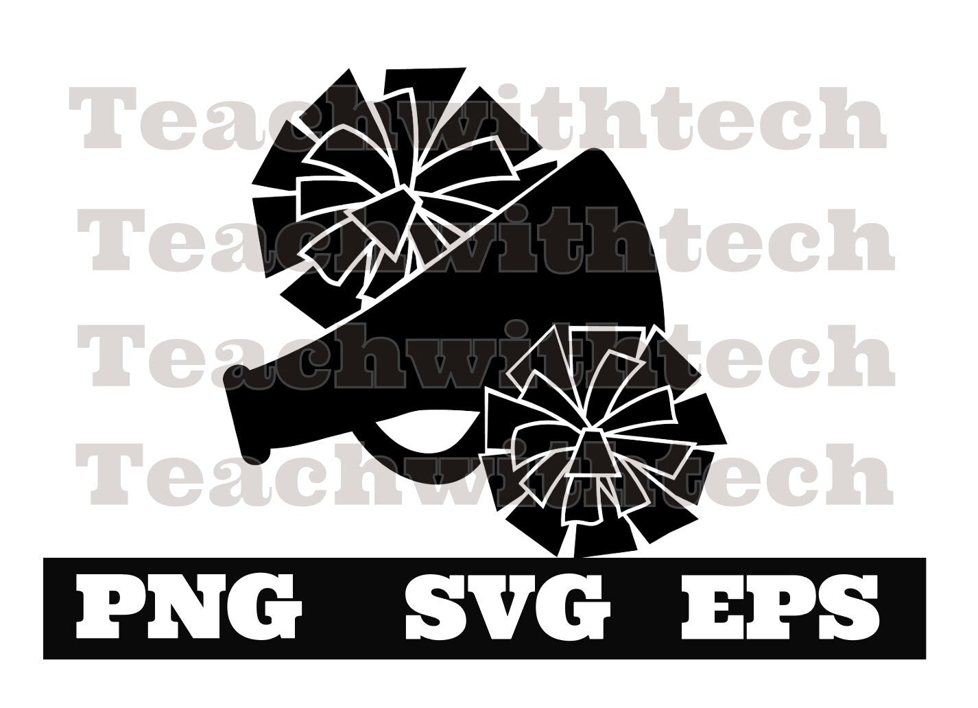 Cheer SVG -Megaphone Pom Poms SVG-  Cheerleader SVG - Cheer Clip Art - Svg Files For Cricut - Cheerleader Cut Files - Silhouette Cut Files -