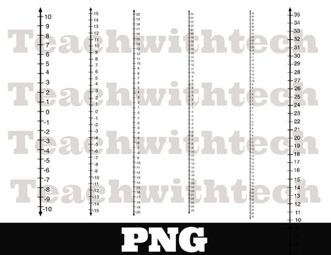 Number Line Integer Download PNG - Vertical Transparent PNG Files - 9 Different Number Lines Download 10 - 10 to -50 to 50 Number Lines