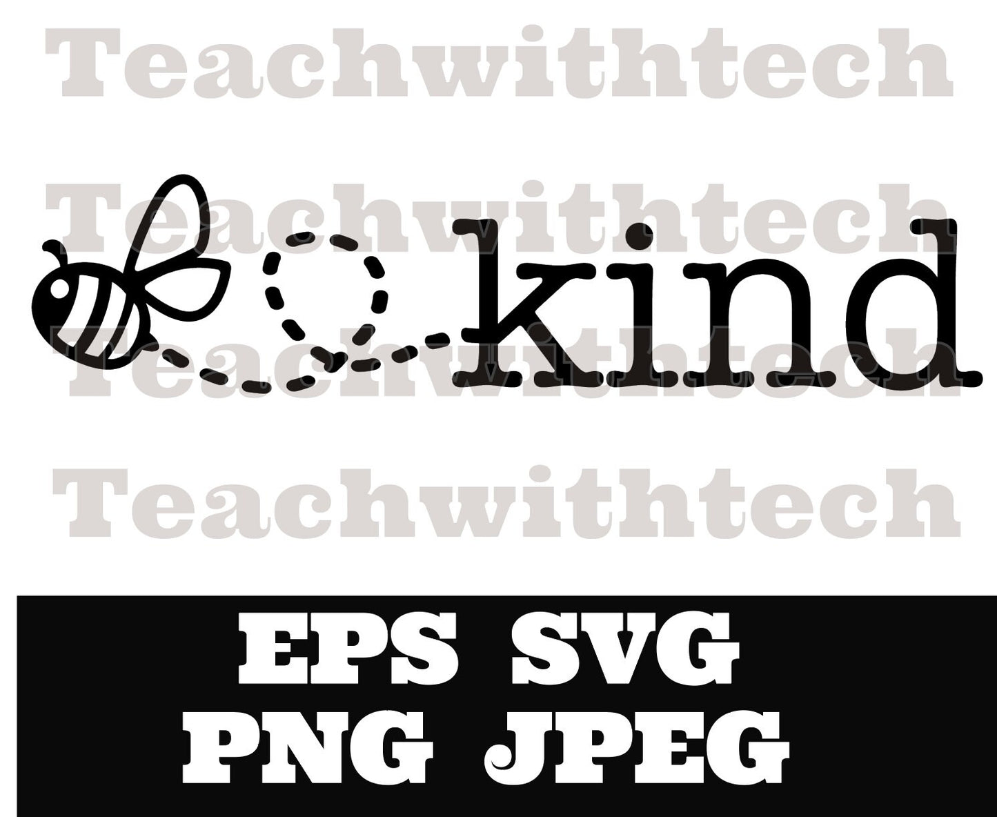 Bee Kind with bee - SVG Cricut Silhouette Download Cut File PNG EPS - Teacher School Download svg - School be kind - Be kind svg - Be Kind