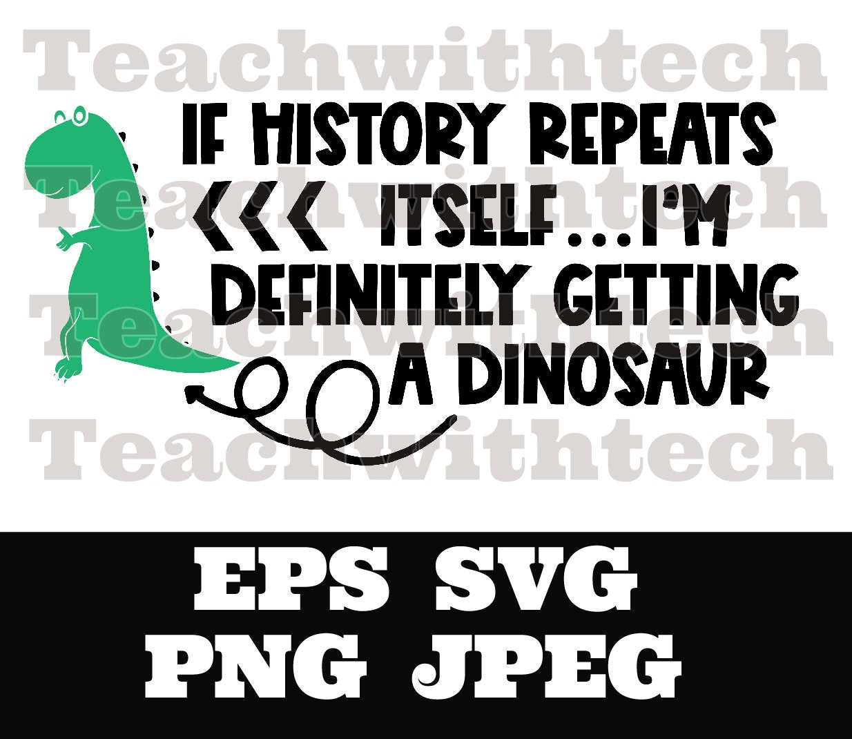 If history repeats itself I'm getting a dinosaur SVG, funny history stickers, history dinosaur png eps jpeg, paleontology, dino cricut cameo