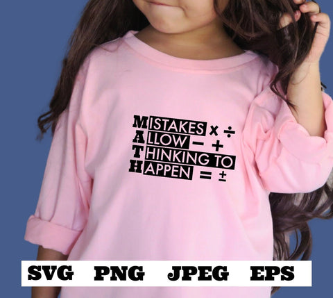 Math Mistakes Allow Thinking to Happen SVG PNG eps jpeg Classroom math T shirt design, math teacher silhouette cameo glowforge Download