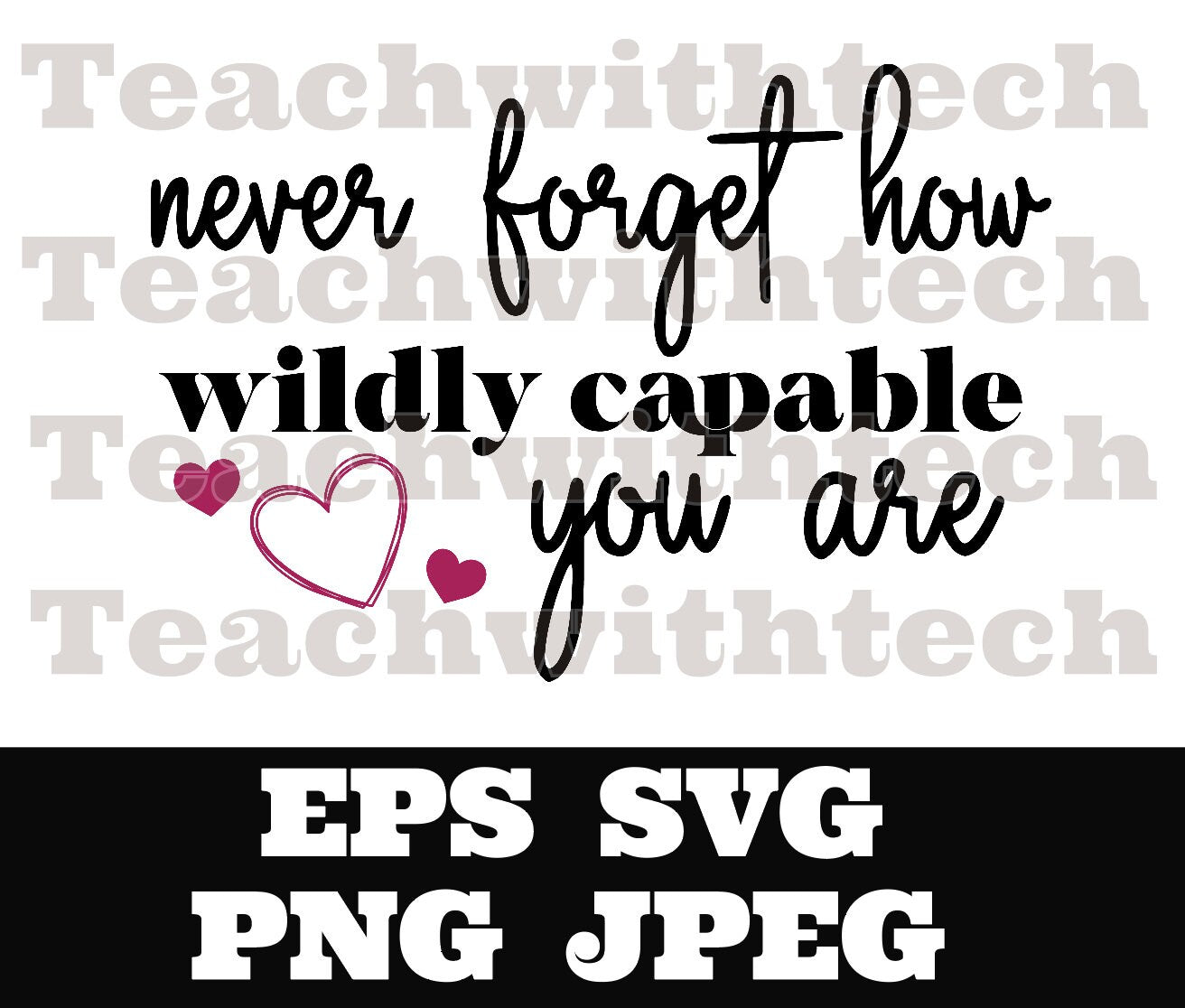 never forget how wildly capable you are SVG PNG jpeg eps - affirmation cut file - cricut silhouette cameo - empowerment design -