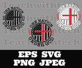 One Nation Under God SVG PNG Sublimation Patriotic Print Design Defend Second Amendment America USA Gun Rights Cricut Silhouette Heat Press