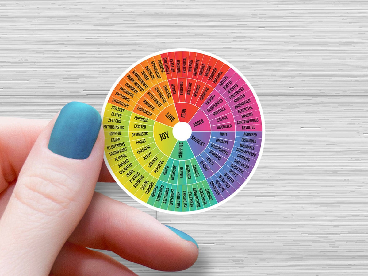 Printable Sticker Wheel Feelings Wheel Sticker, Emotions Wheel Therapist Sticker, Counselor St ...