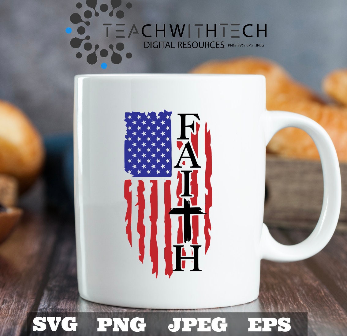 Faith Flag Cross SVG PNG Sublimation Patriotic Print Jesus Design Defend Second Amendment America USA Gun Right Cricut Silhouette Heat Press