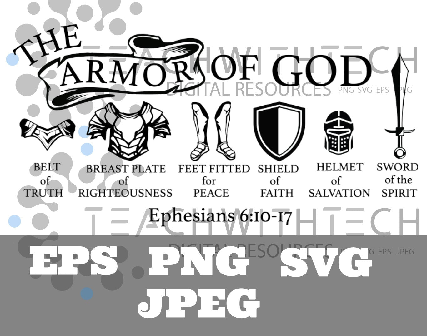 Armor of God Ephesians 6:10-17 Sword of the Spirit - cut file SVG eps png, Jesus cut file, prayer svg, Pray svg, Christian Bible verse -
